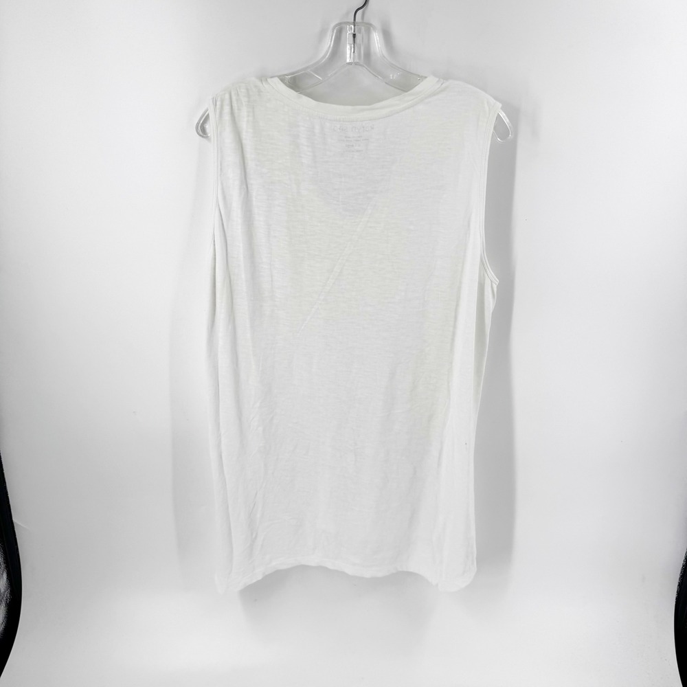 Karyn‎ Seo Womens XL White Cotton Slub Embroidered V-Neck Sleeveless Tank Top - Picture 7 of 7